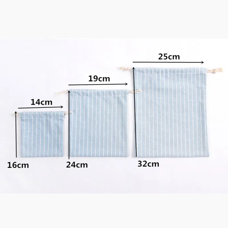 3 Pcs Stripe Portable Drawstring Storage Bags Travel Clothing Shoe Underwear Beam Pouch Sundries Organization Tea Gift | Дом и сад