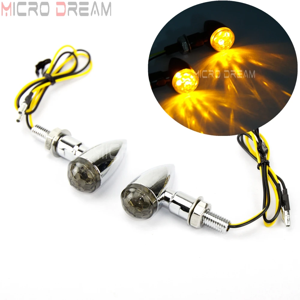 

Universal Mini Bullet Turn Signal Blinker Light DC 12V LED Chrome Indicator Amber Flashing E-Mark Lamp for Yamaha Honda Suzuki