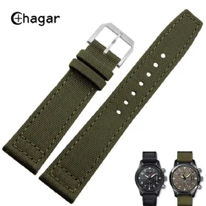Ремешок для часов, наручные часы с кожаным ремешком, 20 мм, 21 мм, 22 мм, армейский зеленый, черный, нейлоновая ткань, ремешок для часов, мужские часы