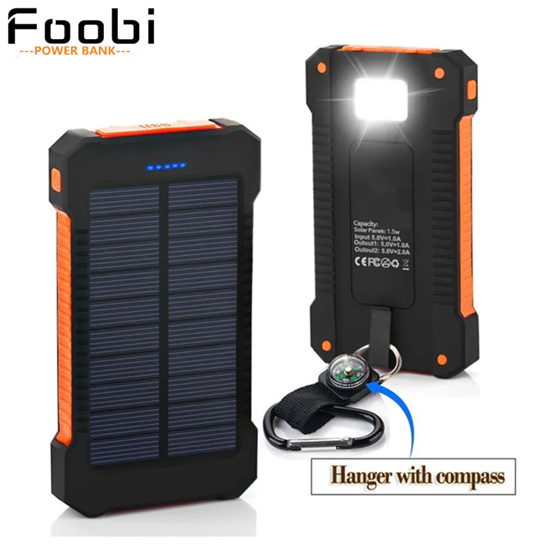 Водонепроницаемый Солнечное Зарядное Устройство 16000 мАч Power Bank Dual USB с