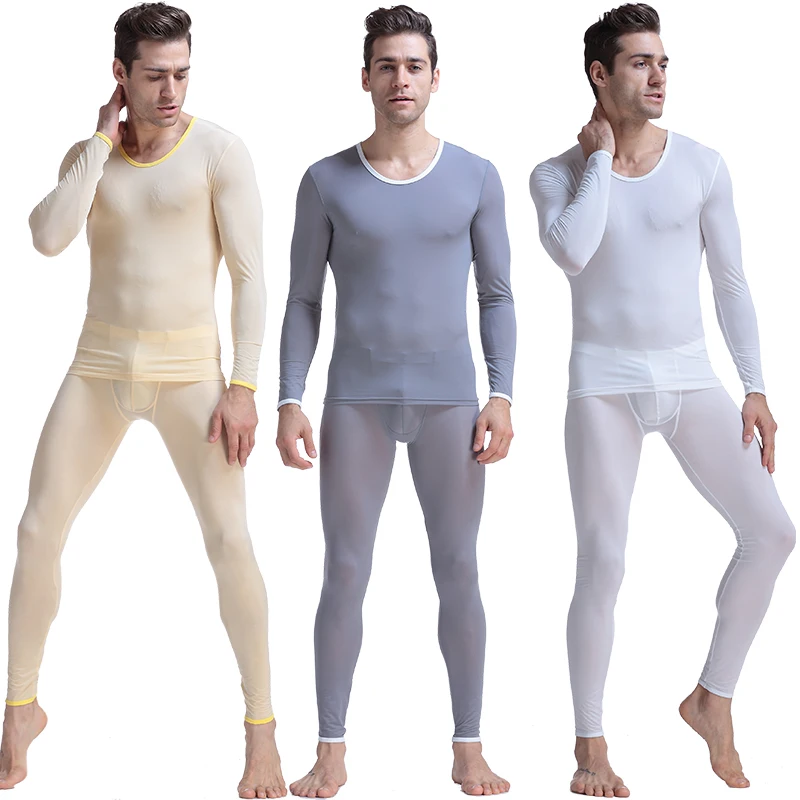 New Aibc men's underwear home viscose long johns tight sexy underwear fashion high-elastic long johns set