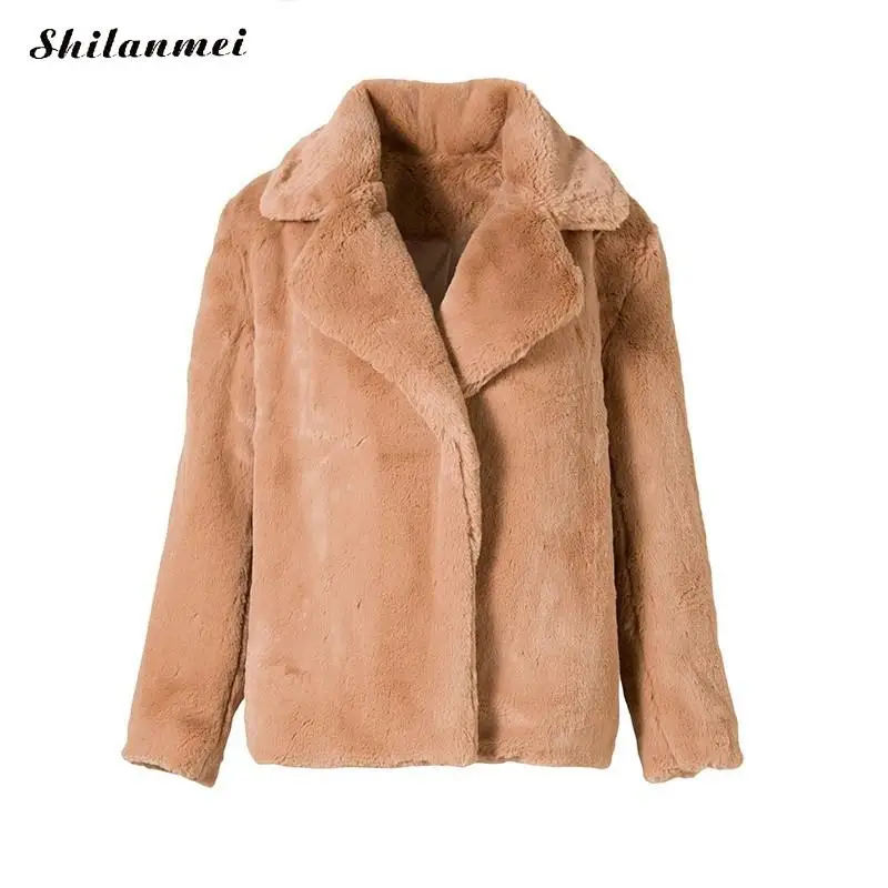 Plus Size Overcoat Party Elegant Pink Shaggy Women Faux Fur Coat Streetwear Autumn Winter Warm Plush Jacket Female |