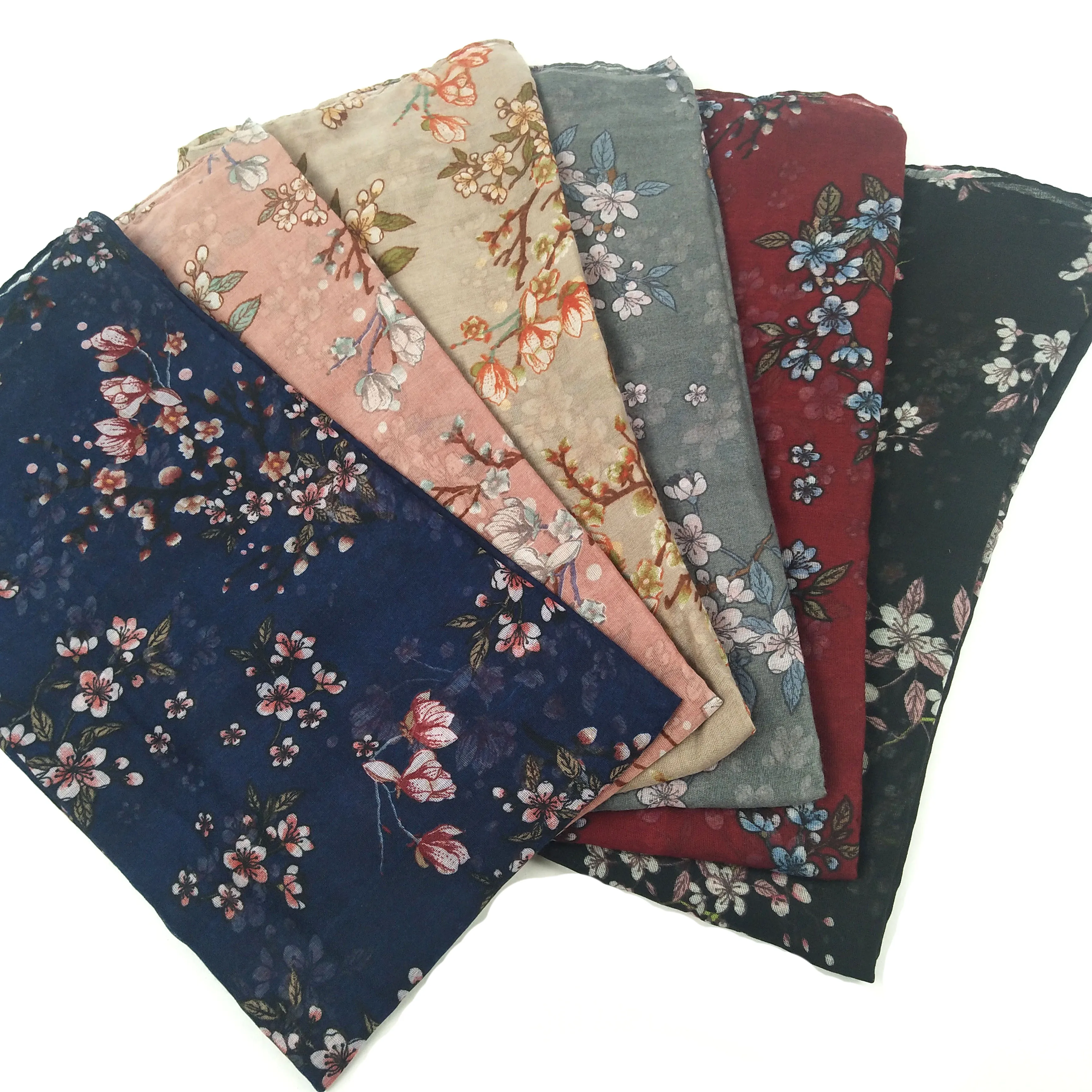 H21 высококачественный длинный хиджаб из вискозы с цветочным принтом шали