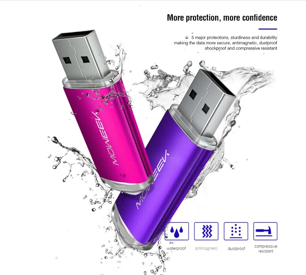 Moweek металлический мини USB флеш-накопитель цветной USB 2,0 карта памяти 4 ГБ 8 ГБ 16 ГБ 32 ГБ Флешка 64 Гб 128 Гб Водонепроницаемый u-диск в подарок