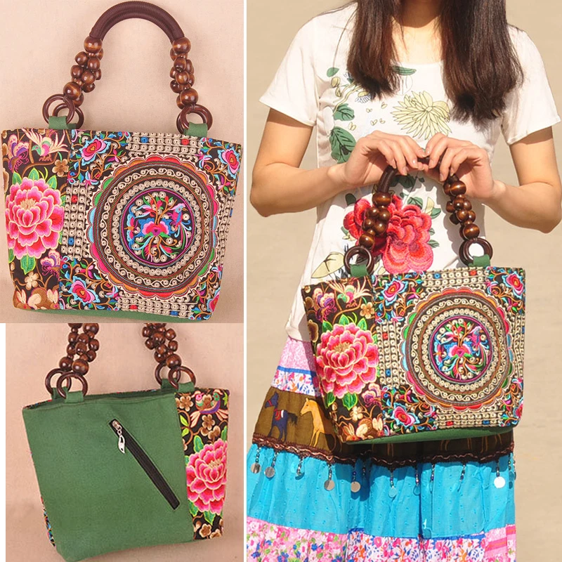 

China beading embroidery casual women shoulder bags fashion Canvas handbag bag ladies free shipping