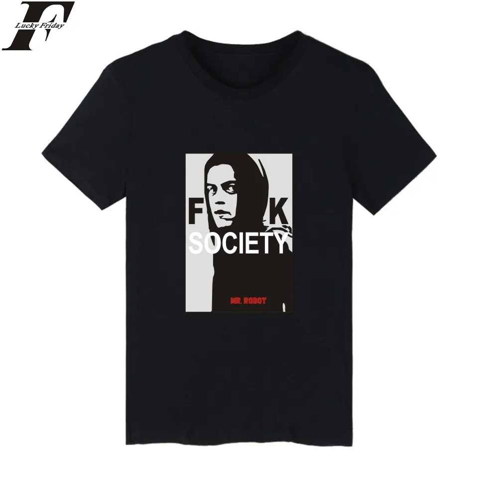 LUCKYFRIDAYF MR футболка с роботом летняя футболка MR Robot футболка с роботом Homme мужская футболка в стиле хип-хоп MR Robot футболка с надписью Fsociety одежда