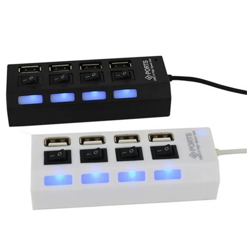 Внешний мульти расширение 4 порта USB 2 0 вкл/выкл переключатель LED сплиттер