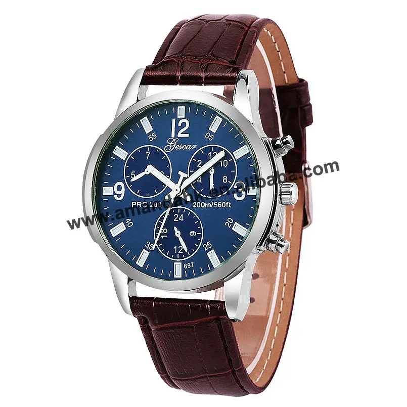 

Fashion Alloy Man Sport Watches Round Analog Quartz Dress Men Wrist Watch Casual Men Dress Women Leather Watches Gescar 8588