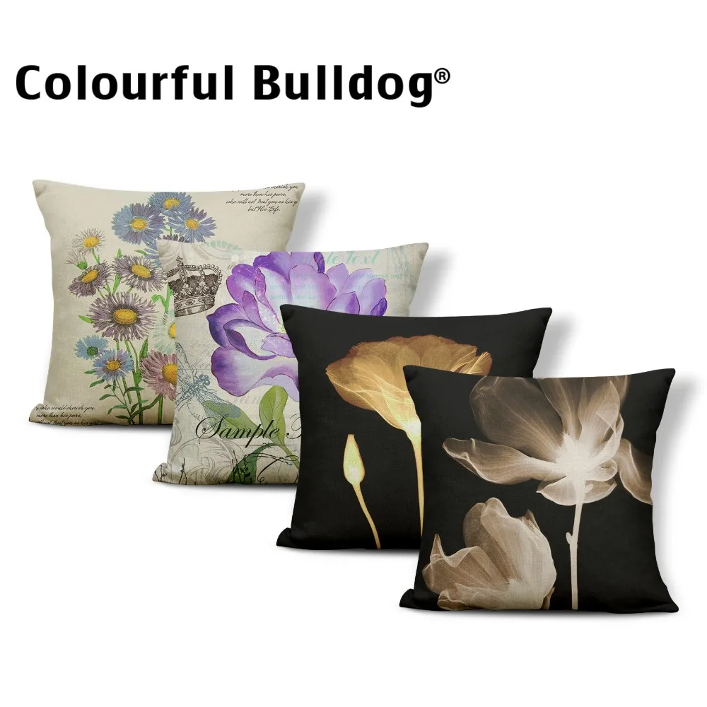 Наволочка в виде тюльпана с короной и рисунком растений|pillow with cover|plants cushioncushion cover