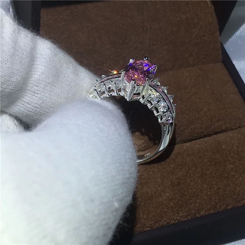Модные ювелирные изделия маркиза 5ct розовый AAAAA Cz серебряный цвет обручальное