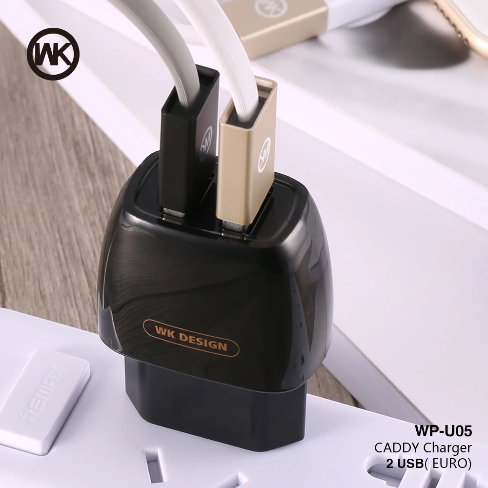Дизайн WK EU Plug 2 USB зарядное устройство для iPhone X Samsung телефон док станция
