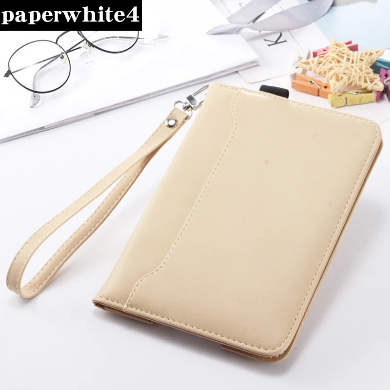 Creamy-white Чехол NINJA, многофункциональный чехол для Funda Kindle Paperwhite 4(10th Generation- Release), Портативная подставка из искусственной кожи - Цвет: Creamy-white