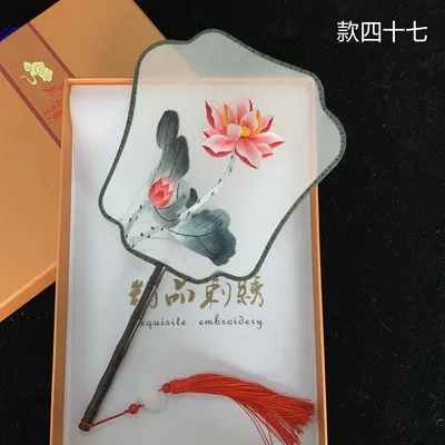 Продажа Продвижение ручной работы тутового шелка готовая Сучжоу веер с вышивкой