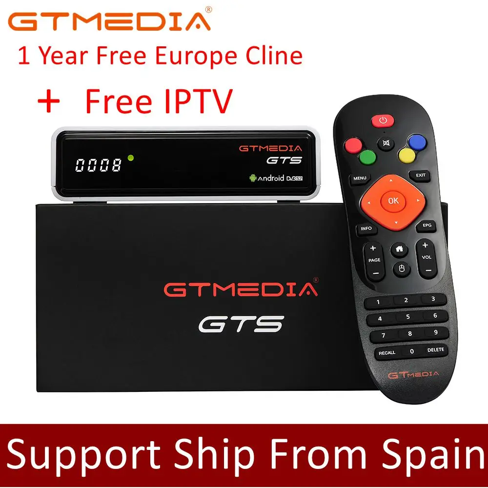 GTmedia GTS спутниковый ресивер Android 6,0 ТВ приставка DVB-S/S2 Смарт ТВ приставка 2 Гб ОЗУ 8 Гб ПЗУ S905D ТВ приставка рецептор+ CCCAM IP tv