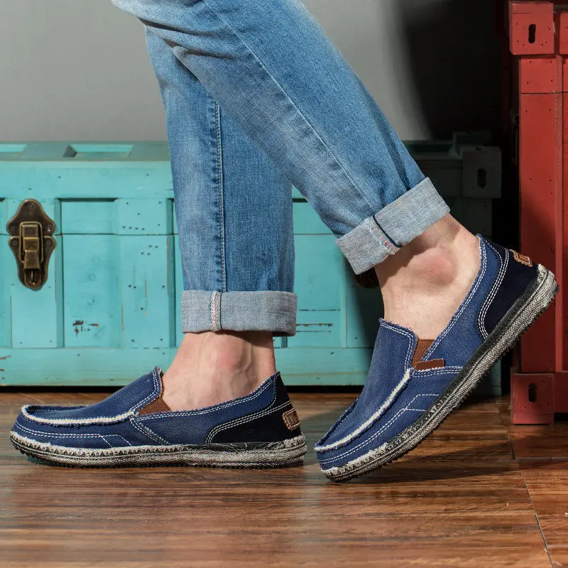 

AKZ Summer loafers Men's casual shoes Canvas shoes for men Denim soft Comfortable Breathable Walking Shoes Male Shoes