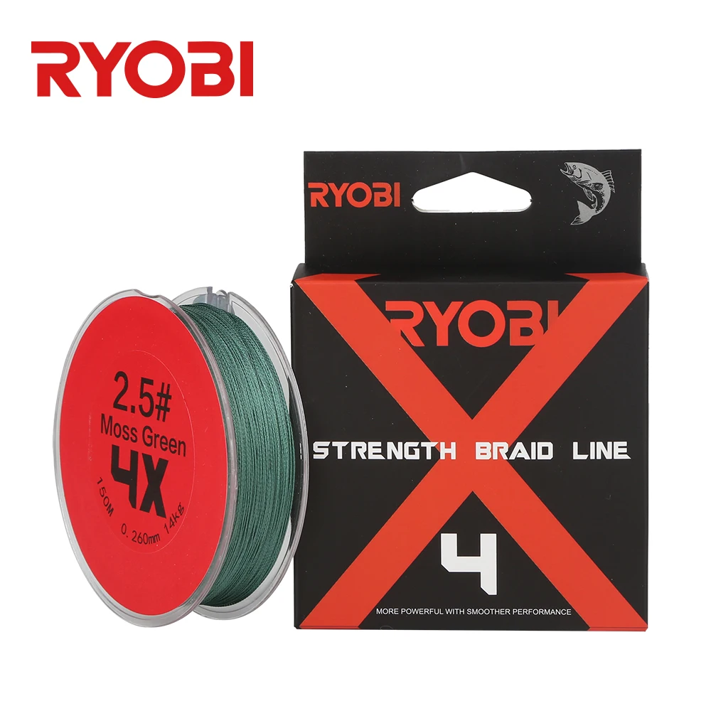 RYOBI 150 м 4X несущая оплетка Мох Зеленый Серый Цвет/10 проволока Карп пресноводная 12LB