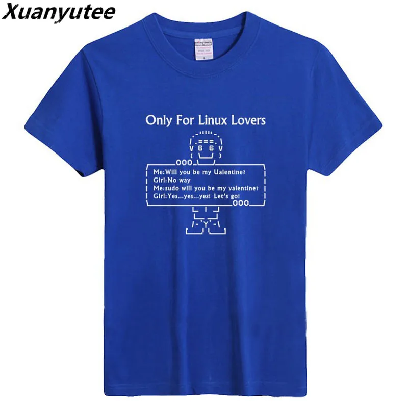 Футболка Xuanyutee Linux Мужская летняя с коротким рукавом из флока принтом только для