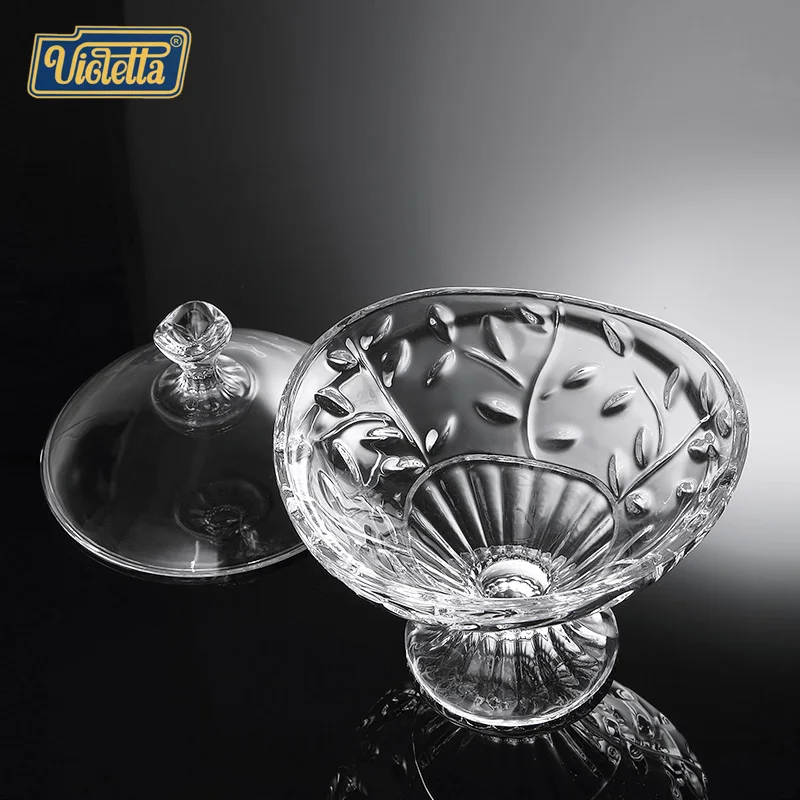 Хрустальное стекло compote Европейская мода креативное фруктовое блюдо с крышкой