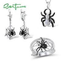 santuzza silver jewelry set for women black spider ring earrings pendant set pure 925 sterling silver %d0%b1%d0%b8%d0%b6%d1%83%d1%82%d0%b5%d1%80%d0%b8 fashion jewelry