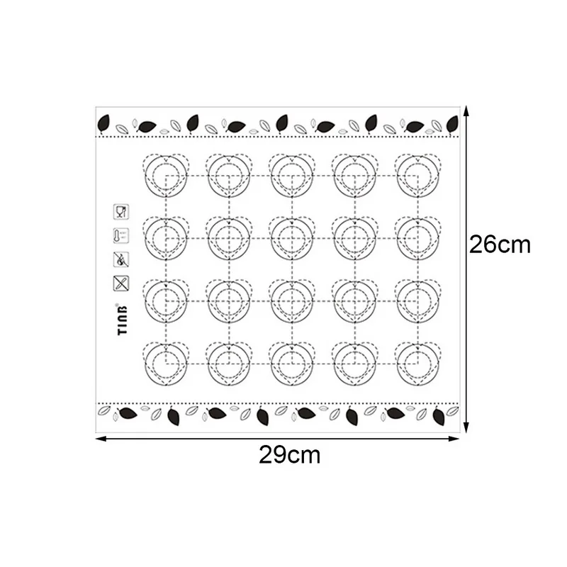 black 29x26cm Жаропрочная посуда для фондан Макарон печь для выпечки Торт Кондитерские инструменты лист тесто рулонные коврики коврик 40x30 см/29x26 см силиконовый коврик для выпечки - Цвет: black 29x26cm