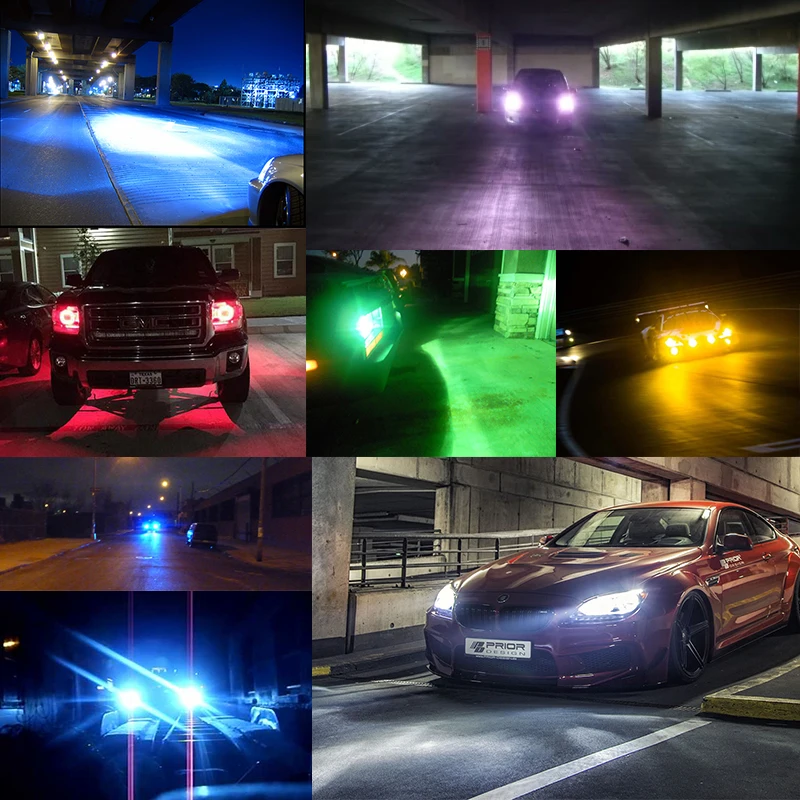 Автомобильные светодиодные лампы OKEEN 2x RGB H1 H3 H4 H7 H8 H11 9005 9006 H13 9012 5202 разные цвета 50