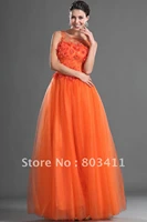 new arrival formal party dress sleeveless tulle evening dress with handmade flowers