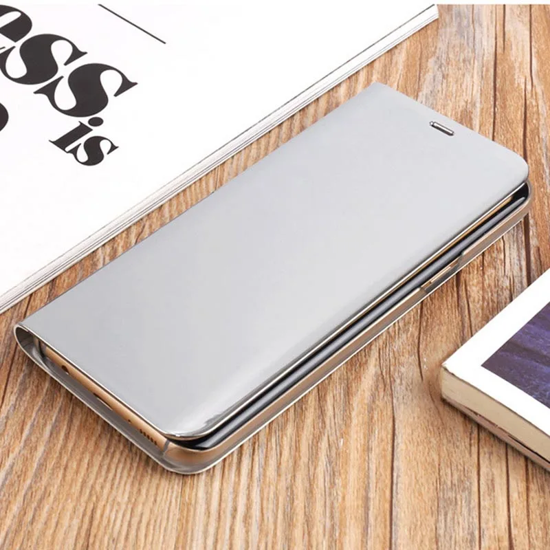 Чехол-книжка с подставкой для телефона Samsung S8 прозрачные зеркальные Чехлы Note5 8 S6 S7