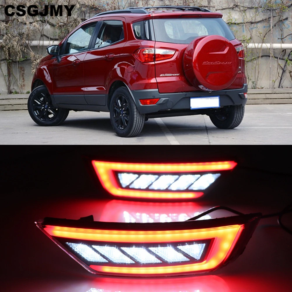 2 шт. светодиодный для Ford Ecosport 2013 светодиодный задний бампер светильник противотуманный фонарь стоп-сигнал Предупреждение светильник отражатель лампы