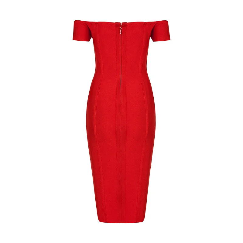 Оптовая продажа новое платье Красный Slash шеи Мода Досуг роскошные знаменитости