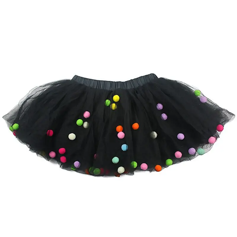 black 1PXSkirt Юбка-пачка для девочек, темно-синяя юбка-пачка фиолетового цвета, праздничная юбка принцессы комплект с ободком для волос, детская юбка-пачка для девочек пышная мини-юбка-пачка в горошек с радугой розового цвета - Цвет: black 1PXSkirt