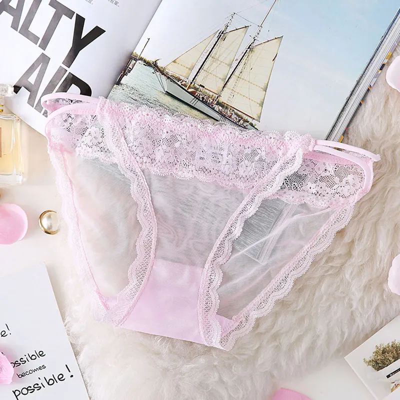 PINK SP& CITY, милое нижнее белье для девушек, женские модные кружевные трусики, сексуальные стринги, сексуальные прозрачные открытые трусики, однотонное дамское белье - Цвет: PINK