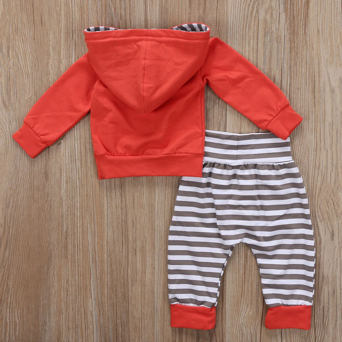 

Stripe Hooded Clothing Set T-shirt Tops Long Sleeve Pants Outfit Newborn Infant Baby Boy Girl Clothes Sets