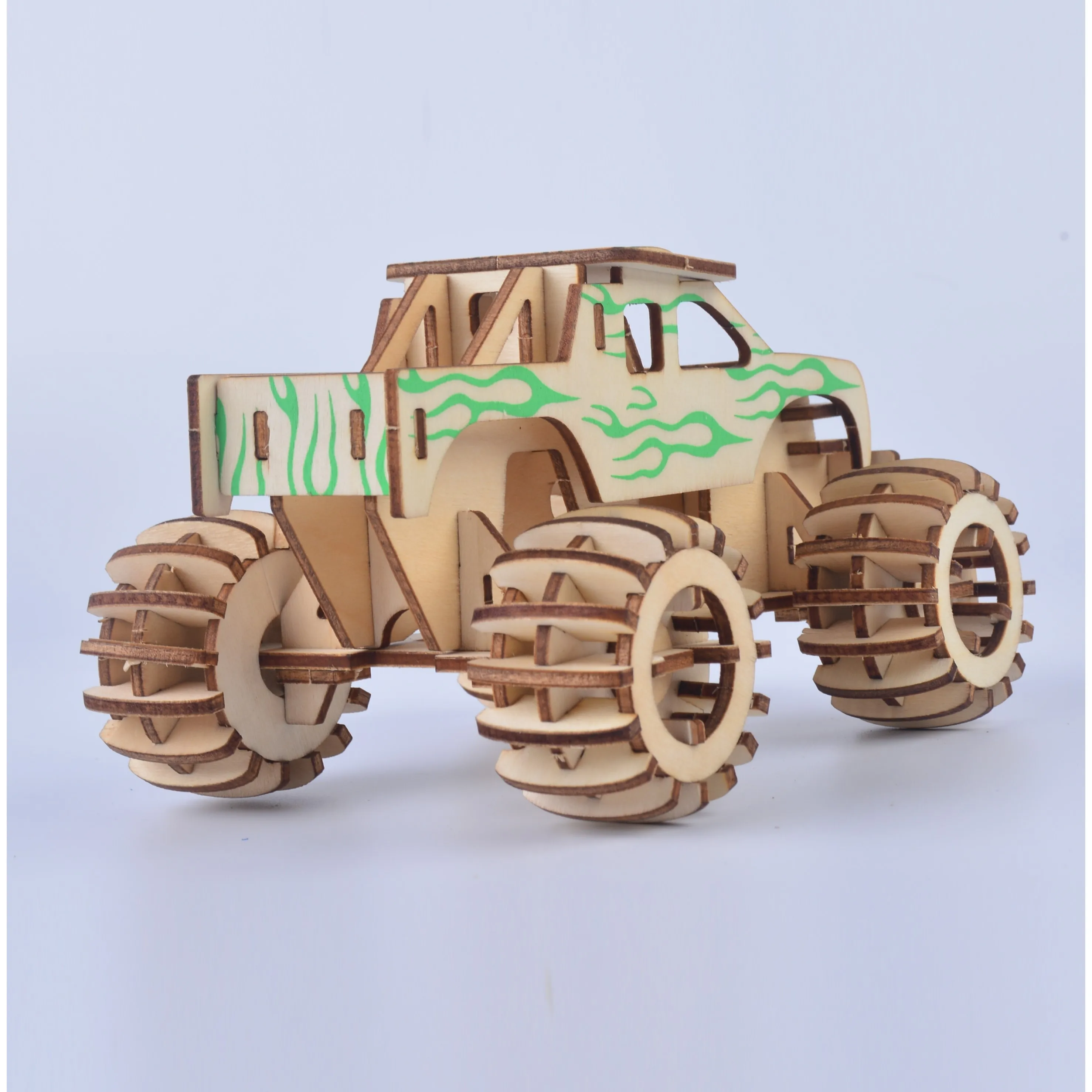 Лазерная резка 3D деревянная головоломка автомобиль монстр грузовик DIY набор