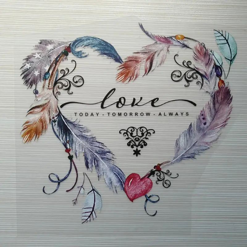 Нашивки COSBILL с милыми сердечками для одежды акварельные перья железные переводы