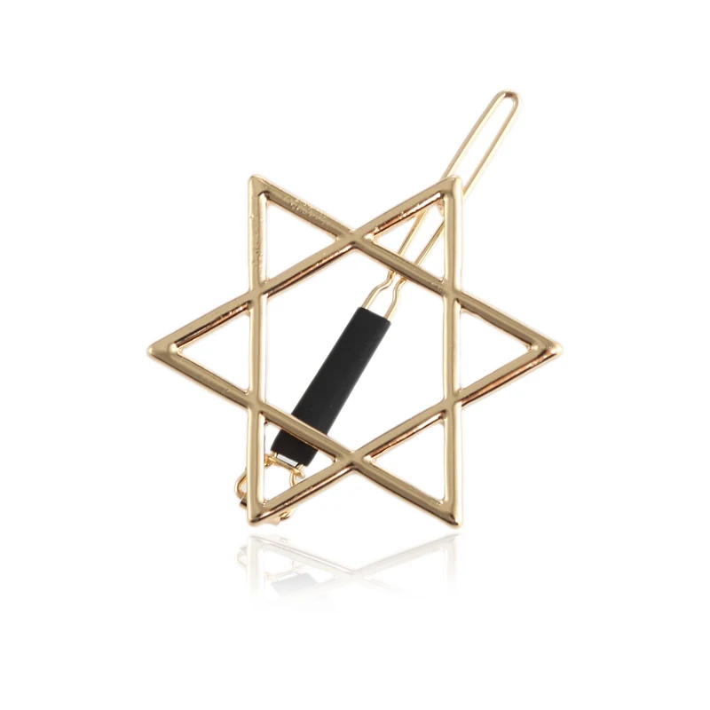 Hfarich Gold Triangle Star Hair Clips for Women Headwear Round pins Feather Geometric Accessories 2019 | Украшения и аксессуары