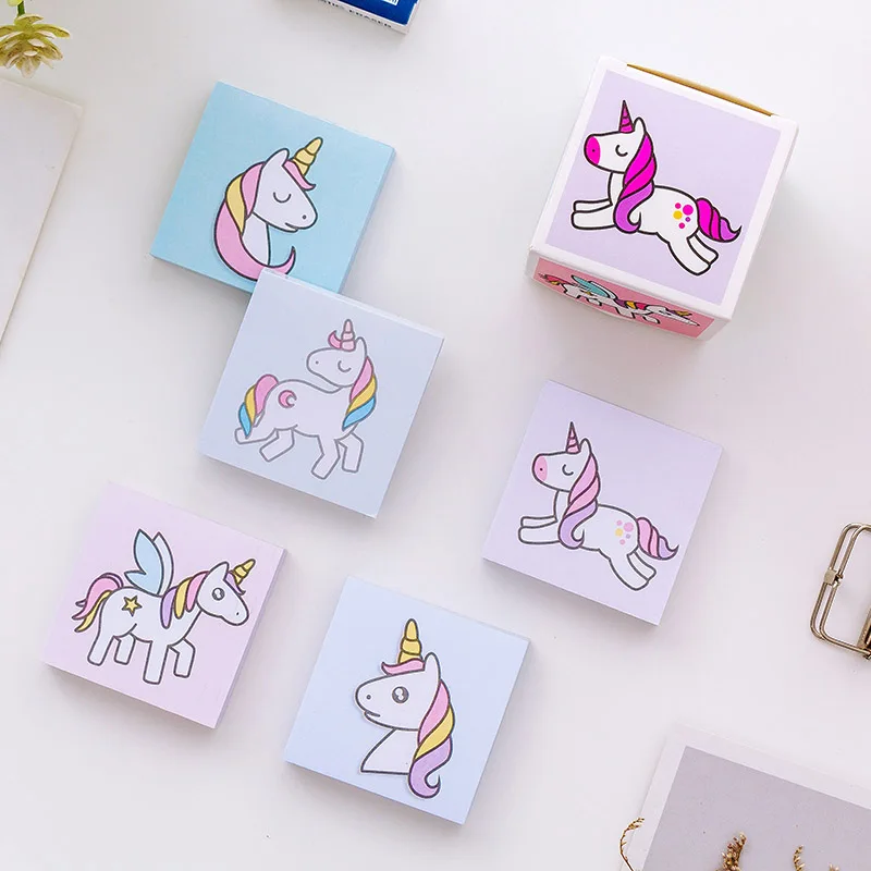 5 шт. милые Kawaii Мультфильм Единорог Блокнот N Times липкая бумага для заметок