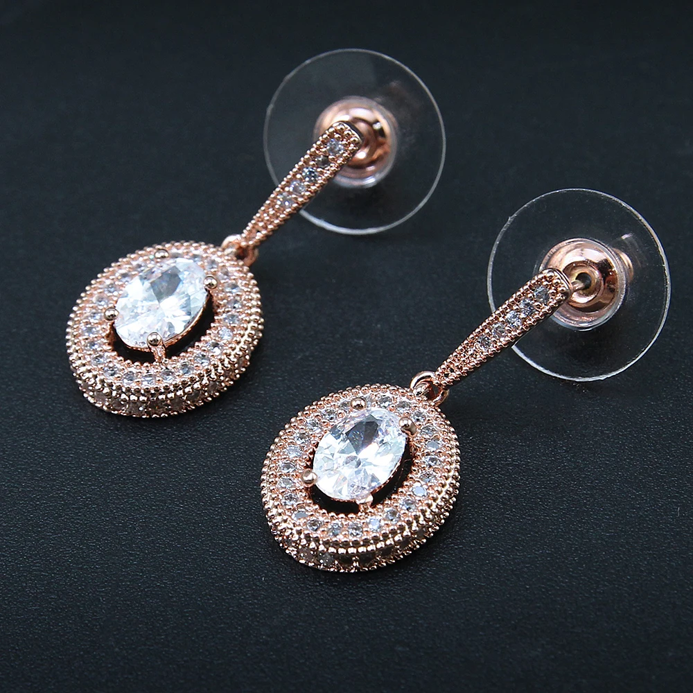 Женские серьги гвоздики из розового золота с фианитом|stud earrings|stone earringsearrings for |