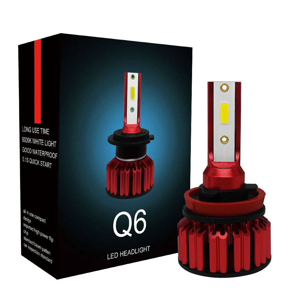 Светодиодный головной фонарь Q6 2 шт. 9005 9006 H4 H7 H11 50 Вт 30000 лм|Передние LED-фары для