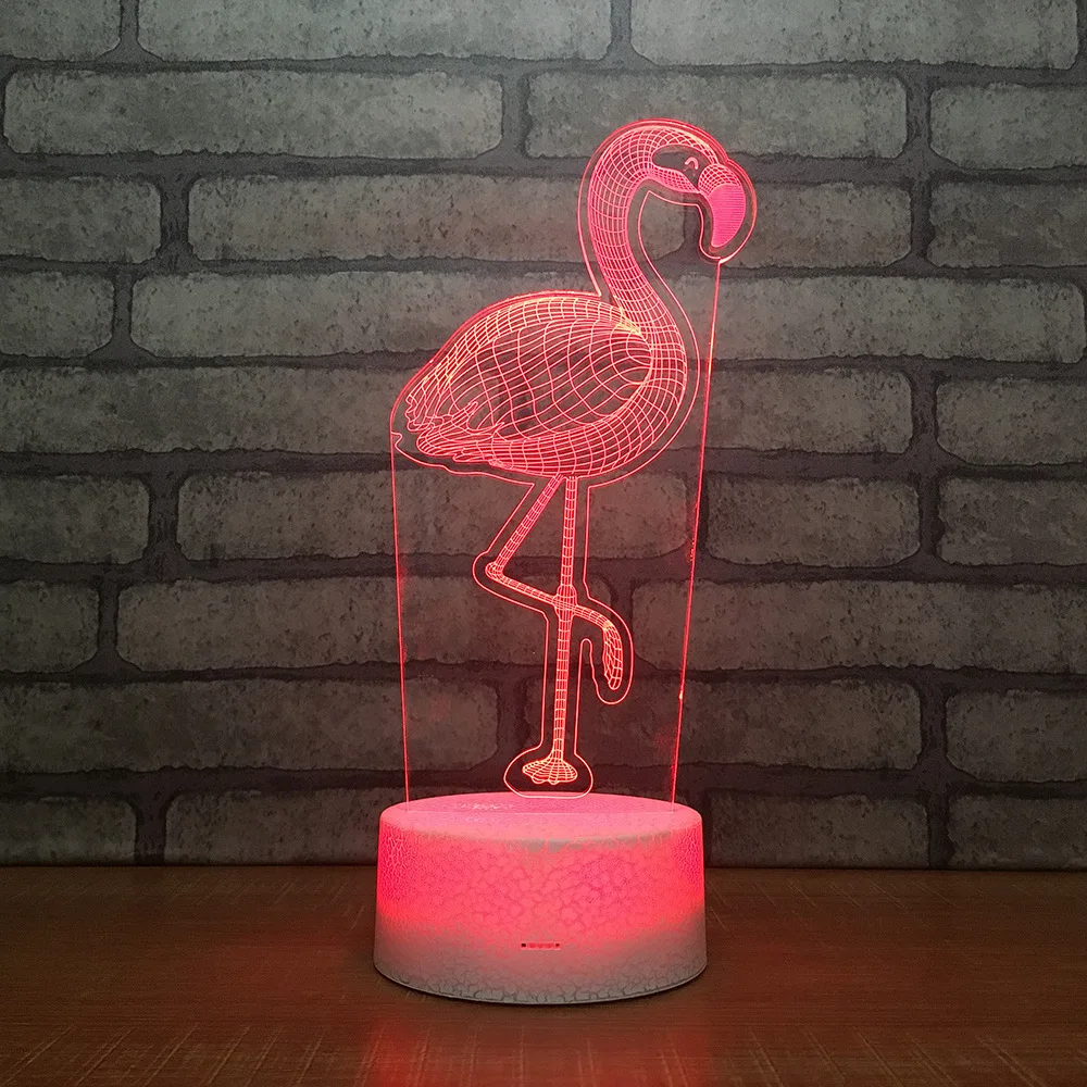 Фламинго 3D светодиодный RGB Ночной светильник 7 цветов Change настольная лампа