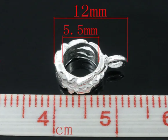 15 PCs Silver Plated Flower Pattern Bails Beads. Fit European Charm 12x6mm new | Украшения и аксессуары
