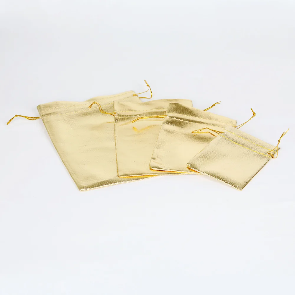 50pcs/lot 7x9/9x12/10x15/13x18cm Gold Silver Color Drawstring Organza Bag Jewelry Packaging Wedding Pouches | Украшения и