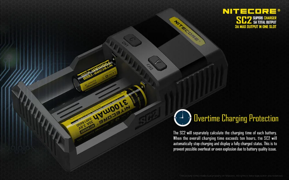 Оригинальное Nitecore SC2 зарядное устройство с USB для LiFePO4 литиевая Ni MH батарея|charger with