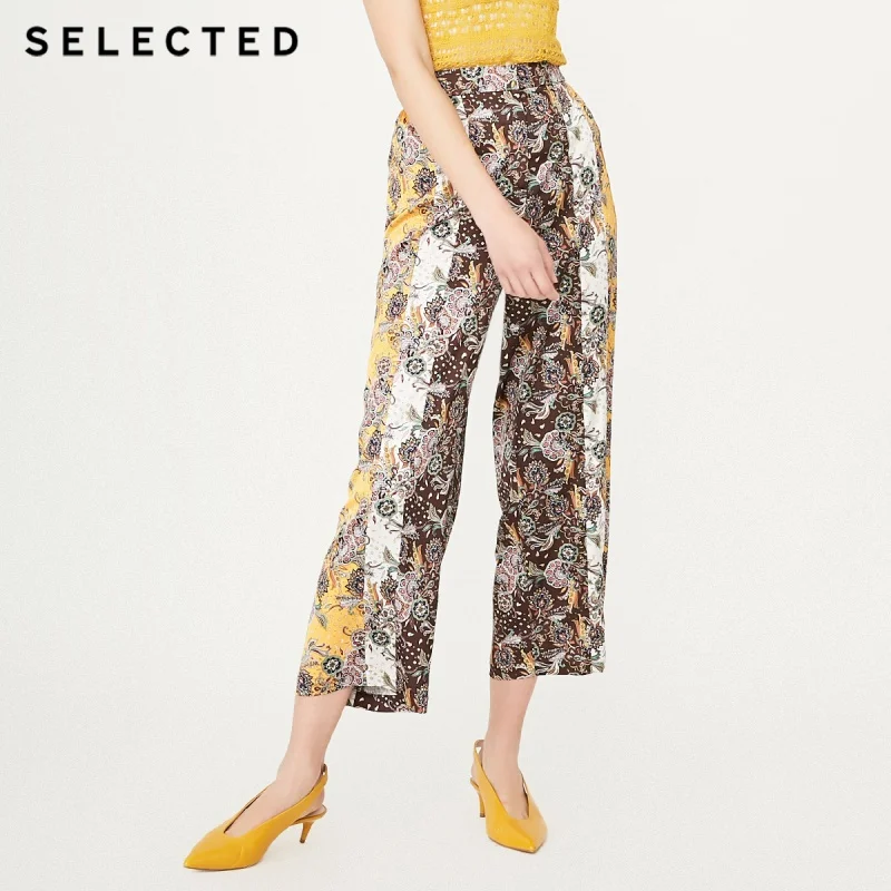 Женские летние свободные повседневные брюки с принтом в национальном стиле S |