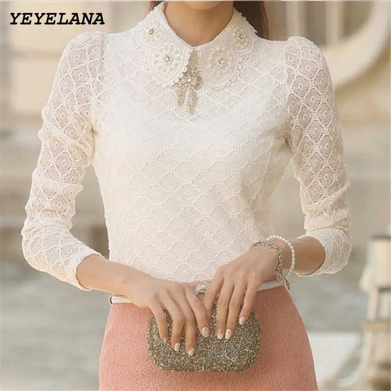 Yeyelana Для женщин кружевные блузки 2018 сезон: весна–лето новый элегантный Femininas