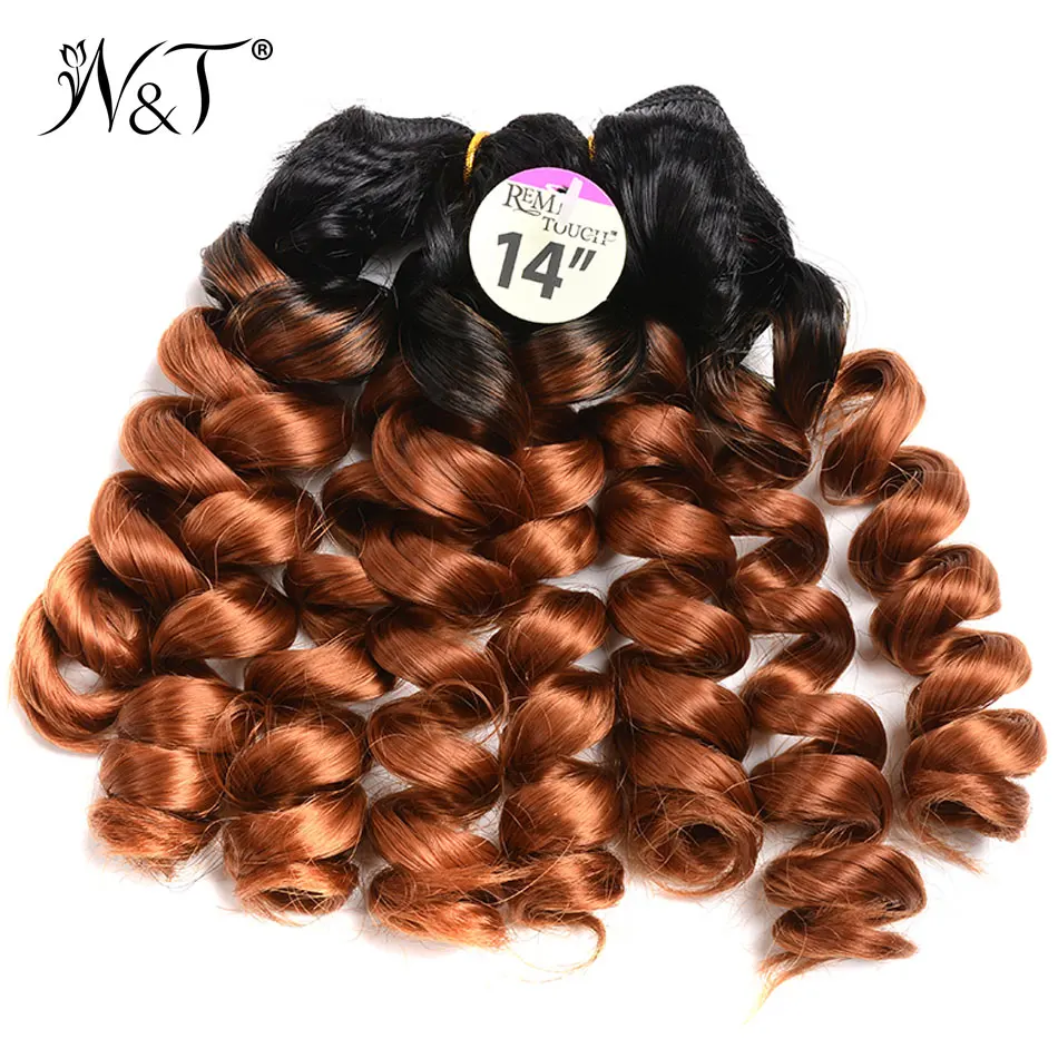 Ombre Bouncy Curl With Synthetic Closure 4pcs Curly Hair Weave New |