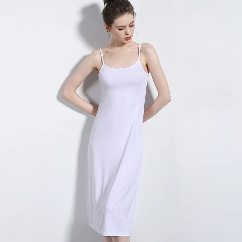 120cm White Летнее женское платье-комбинация, длинный тонкий ремень, без рукавов, новинка, внутреннее платье, высокое качество, Нижняя юбка, нижнее белье размера плюс, Нижняя юбка - Цвет: 120cm White