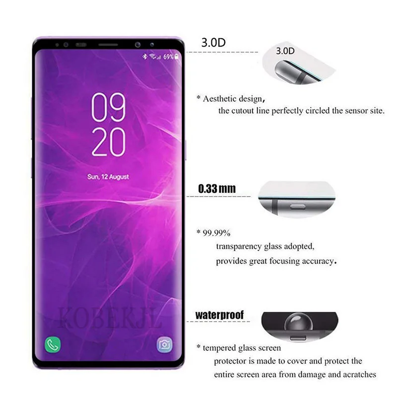 3D закаленное стекло для Samsung Galaxy Note 9 Защита экрана Note9 N960F N960 SM полное