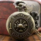 Античный Винтаж Ретро Бронзовый пожарный кварцевые карманные часы ожерелье кулон для мужчин женщин подарок пожарные для мужчин женщин