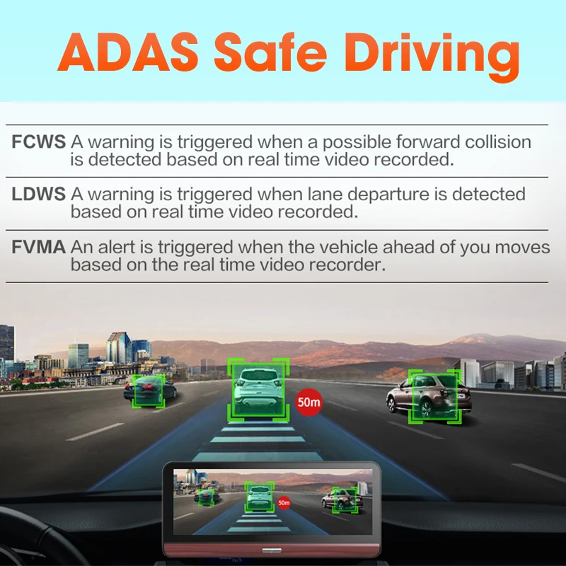 Flordgramy 7.84 'ɴ г ADAS Видеорегистраторы для автомобилей Камера GPS навигации Android 5.0