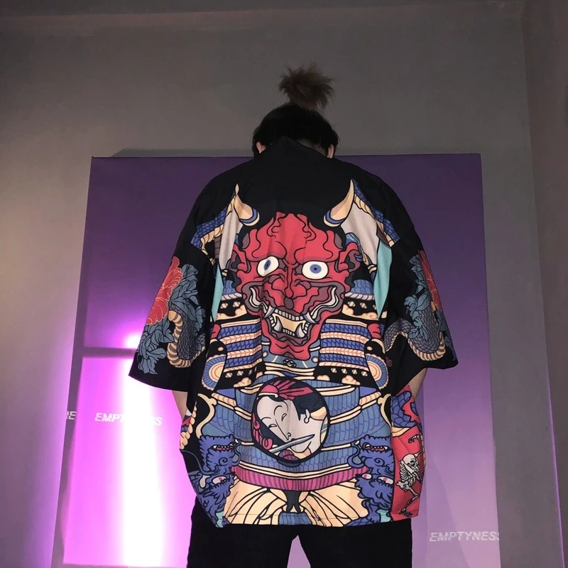 

Kimono Man Japanese Kimono Cardigan Yukata Male Kimono Jacket Men Japan Harajuku Streetwear Samurai Clothes Yukata Haori Obi